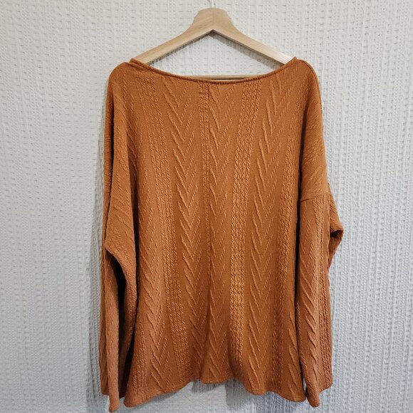 Hailey & Co Women's Plus Size Orange Cable Knit Light Sweater Size 2X - Picture 2 of 13
